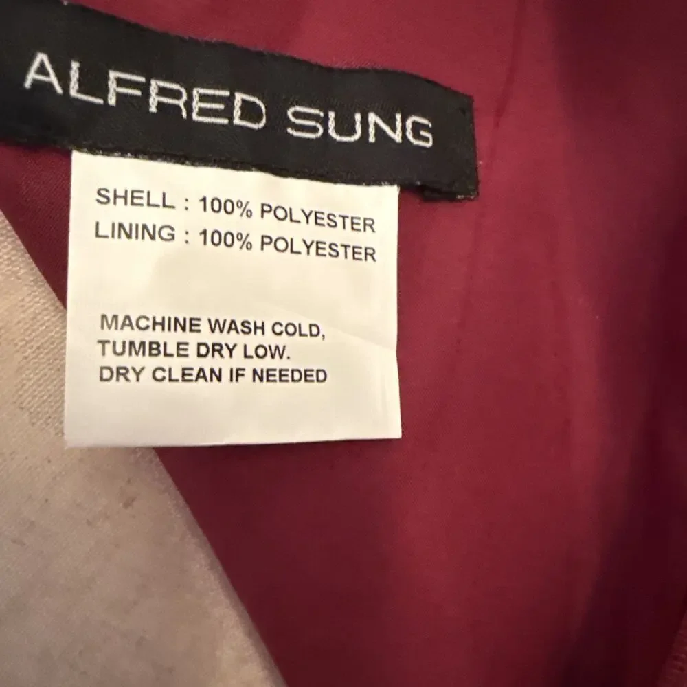 Alfred Sung Off -Shoulder Burgundy Satin Gown With Sash, Size 20, NWT D802S - Picture 8 of 13